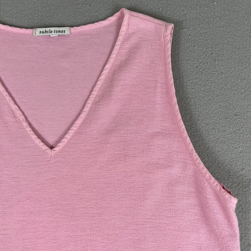 Subtle Tones Pink Cotton‎ Terry V Neck Sleeveless Kangaroo Pocket Midi Dress M - Picture 2 of 16